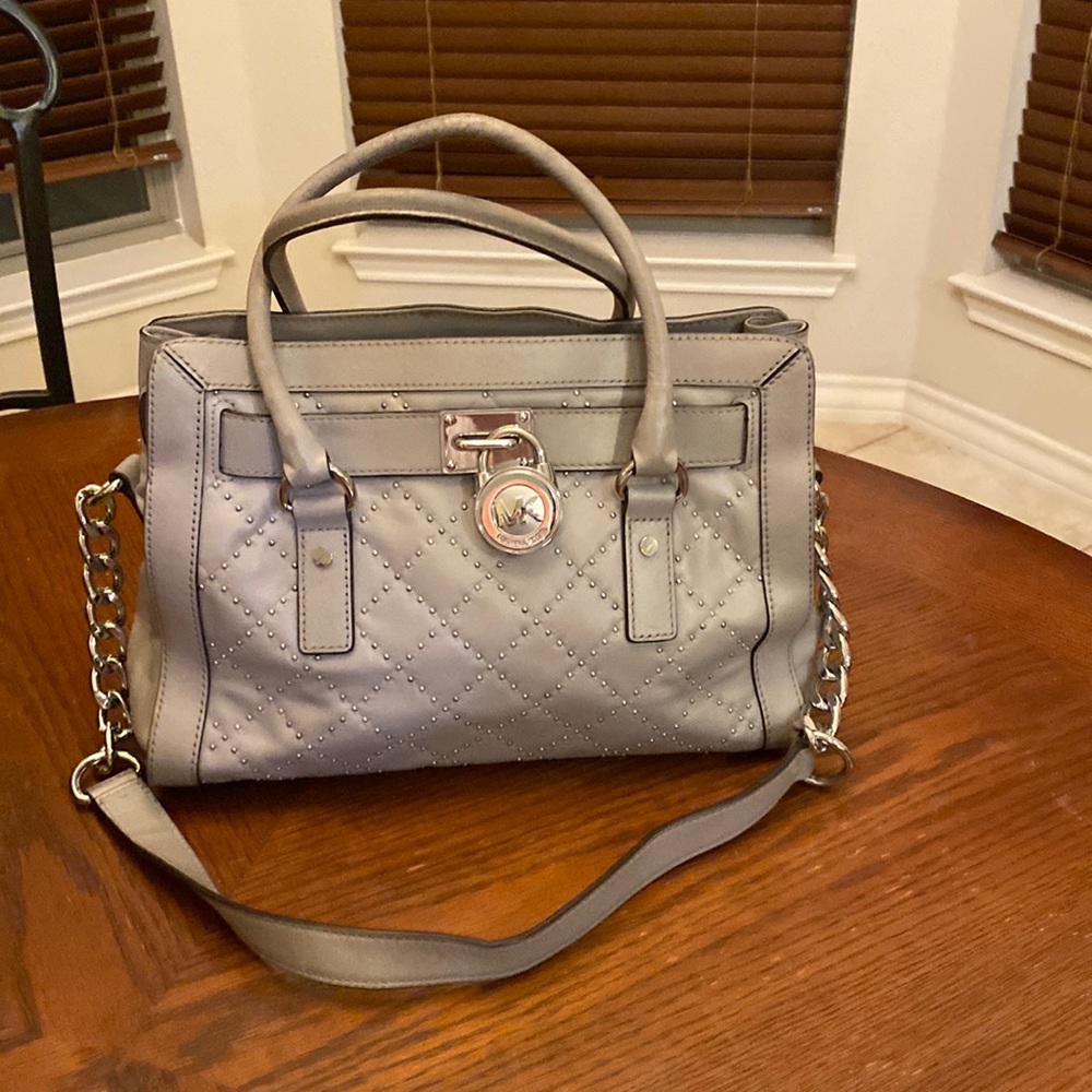 Michael Kors studded manhattan satchel purse bag tote